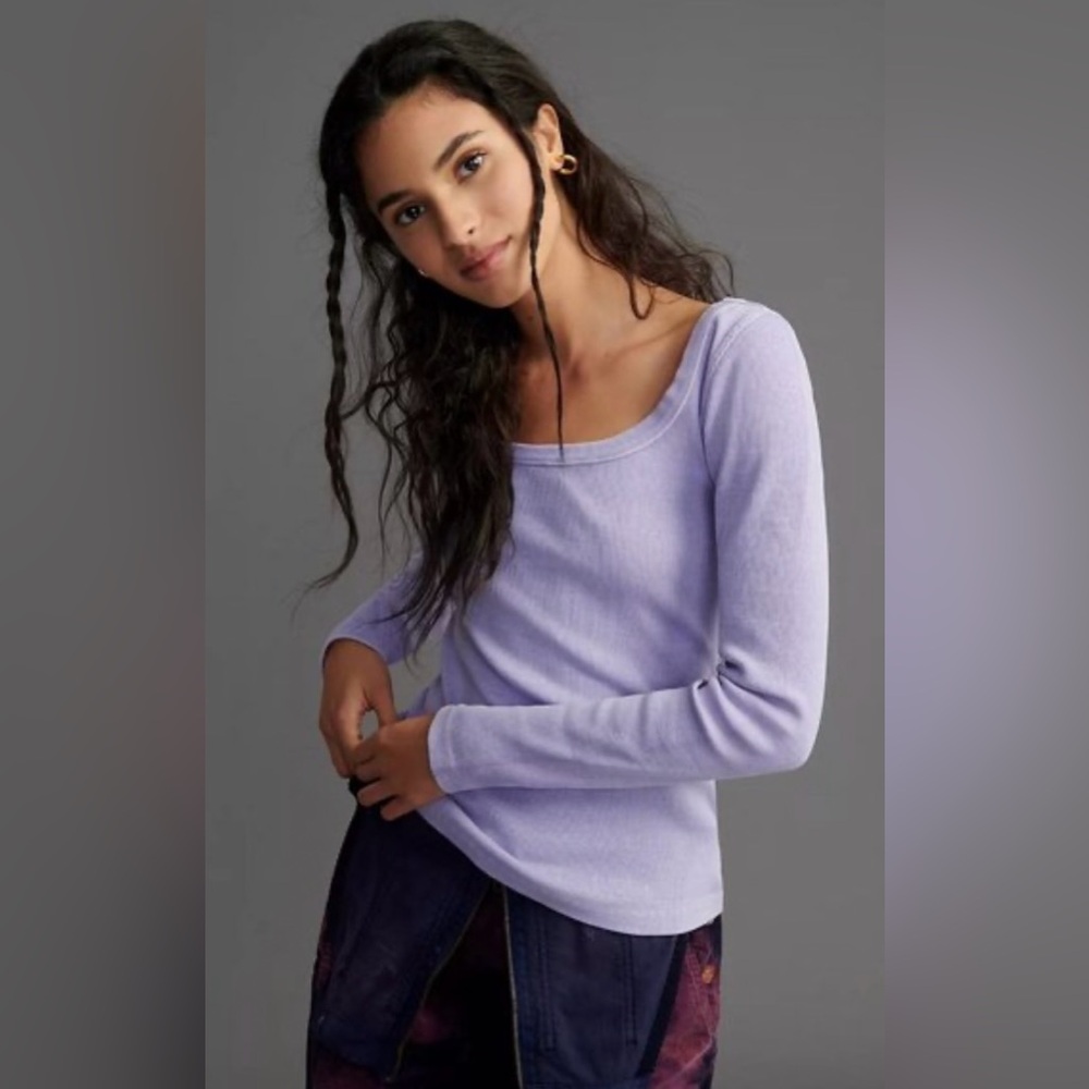 Anthropologie ribbed long sleeve top, S